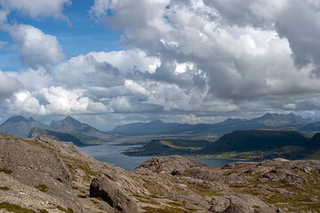 Coastaland mountain scenery from Lofoten islands