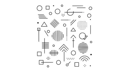 Obraz premium Abstract Geometric Pattern: A minimalist design featuring an array of geometric shapes and lines, creating a dynamic visual composition.