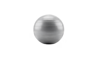 Therapy ball positioned on a white backdrop with an emphasis on its use for dynamic spinal support and core rehabilitation exercises.