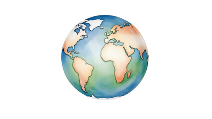 Fototapeta premium Watercolor drawing earth with the continents in the middle and the middle.