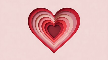 3D Paper Cut Heart Background with Layered Red and Pink Shapes for Valentine's Day.