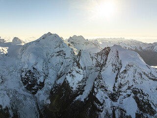 Aerial View Majestic Snowcapped Peaks