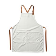 White apron with brown straps isolated on transparent background