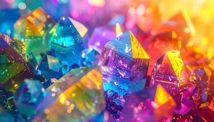 Colorful sparkling crystals, abstract gemstone background