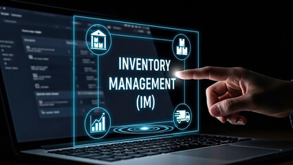 A person managing inventory on a laptop for business operations and logistics