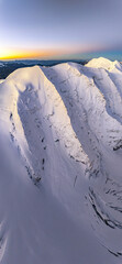 Aerial View Snowcovered Mountain Peaks