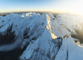 Aerial View Snowcapped Peaks Pierce