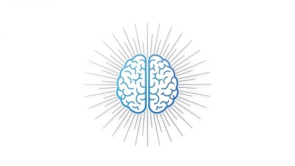 Stunning blue brain illustration with radiant lines symbolizing innovation and intelligence