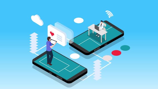 Isometric E-Learning and Online Business Education Platform 3d animation cartoon