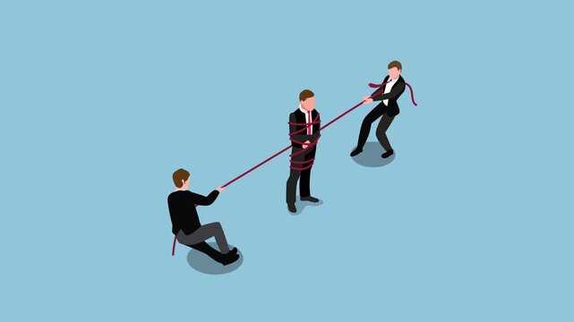 Business Tug of War and Corporate Competition 3d animation cartoon