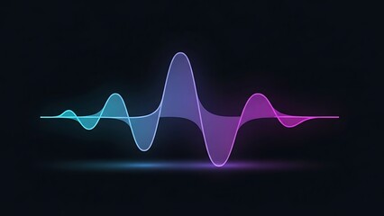Vibrant sound wave graphic with purple and blue hues on black background