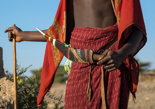 Portrait of an Afar tribe man with his guile knife, Afar region, Chifra, Ethiopia