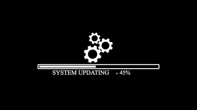 System updating bar animation on black background. setting and update icon animate.with video animation.