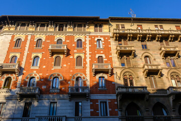 Residential buildings along via Procaccini in Milan, Italy