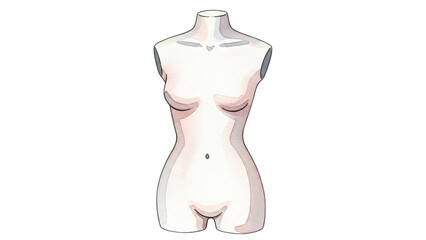 An illustration of female body with large breast and small breast side.