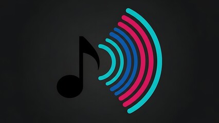 Vibrant music note symbol with dynamic colorful sound waves