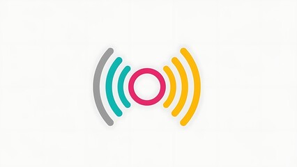 Vibrant sound wave symbol with colorful curved lines