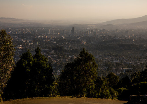 A panoramic view of the town from Entoto mountain, Addis Ababa Region, Addis Ababa, Ethiopia