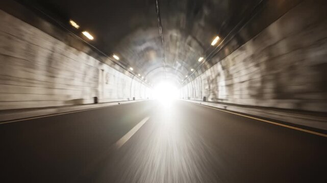 Car driving through tunnel