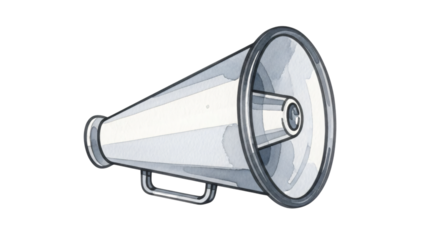 White megaphone on black background with clipping area to the right megaphone.