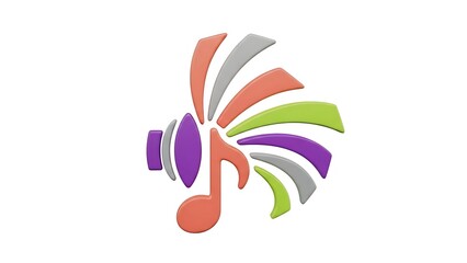 Vibrant musical note symbol with colorful dynamic curves