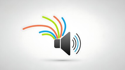 Vibrant speaker icon with colorful sound waves emitting loudly