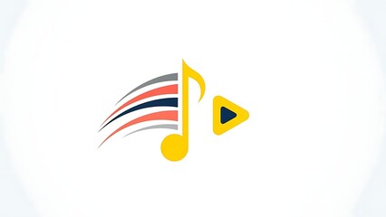 Vibrant music note symbol with play button for multimedia