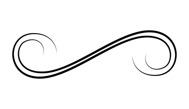 Flourish calligraphic design element. Page decoration symbol to embellish your layout. Linear of vintage swirl