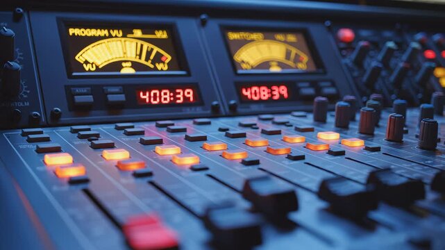 Audio mixing console with illuminated controls