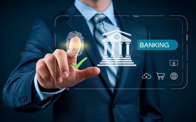 Businessman Using Mobile for Online Banking and Payments, Digital Marketing and FinTech Concept