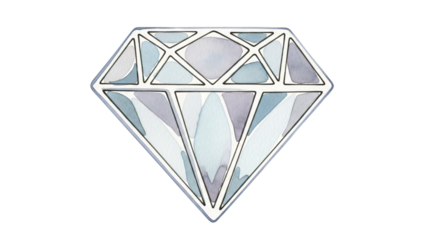Diamond on black background with watercolor effect in the middle diamond and.