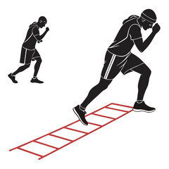 Athlete training with agility ladder © Mamun