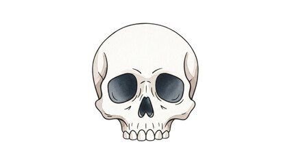 White skull with black on it head and black on black background.