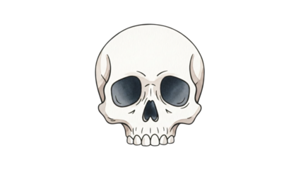 White skull with black on it head and black on black background.