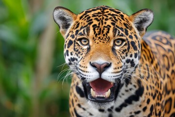 Obraz premium Jaguar big cat showing mouth open and teeth