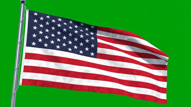 American flag waving on green screen