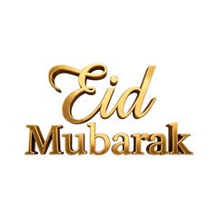 Eid mubarak greeting in gold letters on a black background