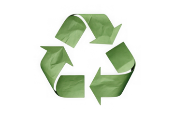 Green Recycling Arrows Cut-out on Transparent