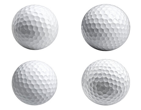 ingle White Golf Ball with Detailed Dimples, isolated on a white background