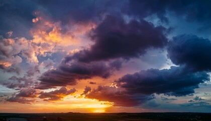 Obraz premium Nice Evening Stormy Dramatic Sunset Sky With Colorful Clouds Nature And Backgrounds