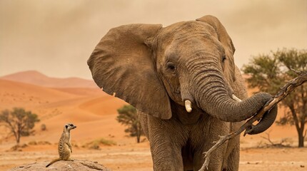 Humorous Elephant Namibia, Desert Landscape