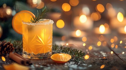 Refreshing Beverage In Glass Garnished With Orange Slice