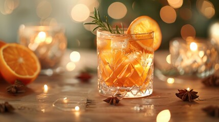 Refreshing Beverage In Glass Garnished With Orange Slice