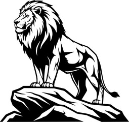 Fototapeta premium Majestic Lion Wildlife Silhouette Vector Illustration