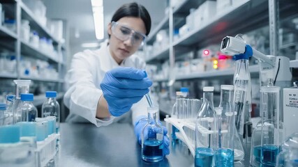 Laboratory experiments and research techniques. This video explores innovative procedures in a lab, demonstrating how scientists conduct experiments and analyze results to push the boundaries of knowl - Powered by Adobe