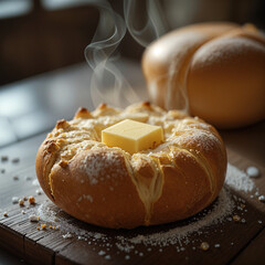 Freshly Baked Bread with Melting Butter &ndash; Cozy Winter Comfort Food