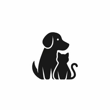 Dog and cat silhouette logo design for pet care.