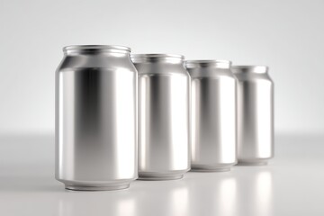 Minimalist product photography: aluminum cans on a clean white surface