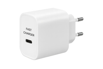 White fast charger power adapter for mobile devices