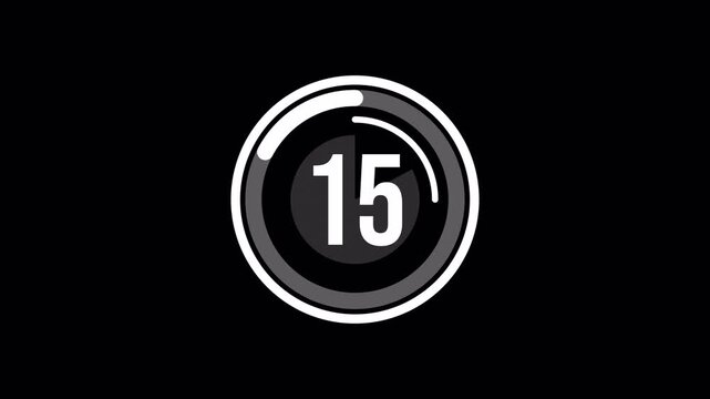 4K 20 Second Countdown Timer Animation 20 to 0 on Black Background, Modern Digital Circular Real Time Clock Video 4k video animation seamless loop